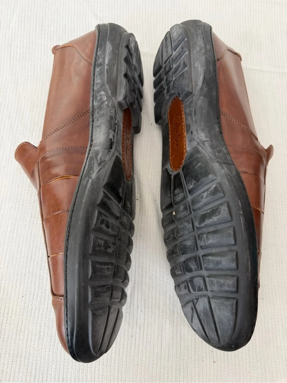 Cole Haan Brown Leather Woven Panel Slip-On Loafers